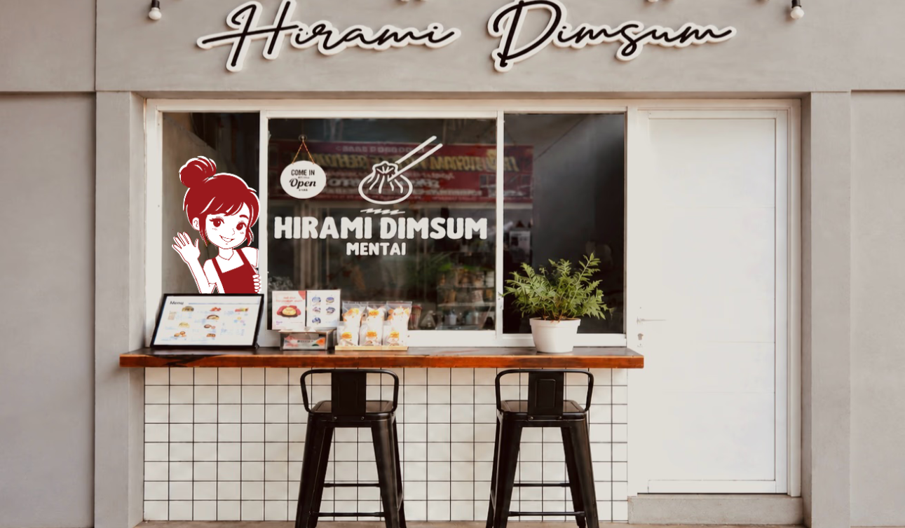 Papan nama toko Hirami Dimsum