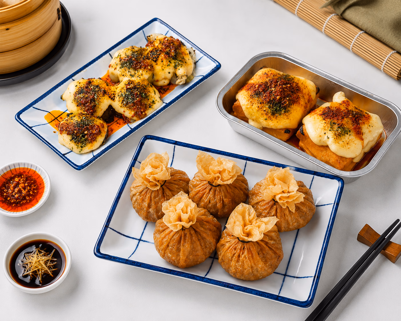 Sajian dimsum mentai dan ekado Hirami