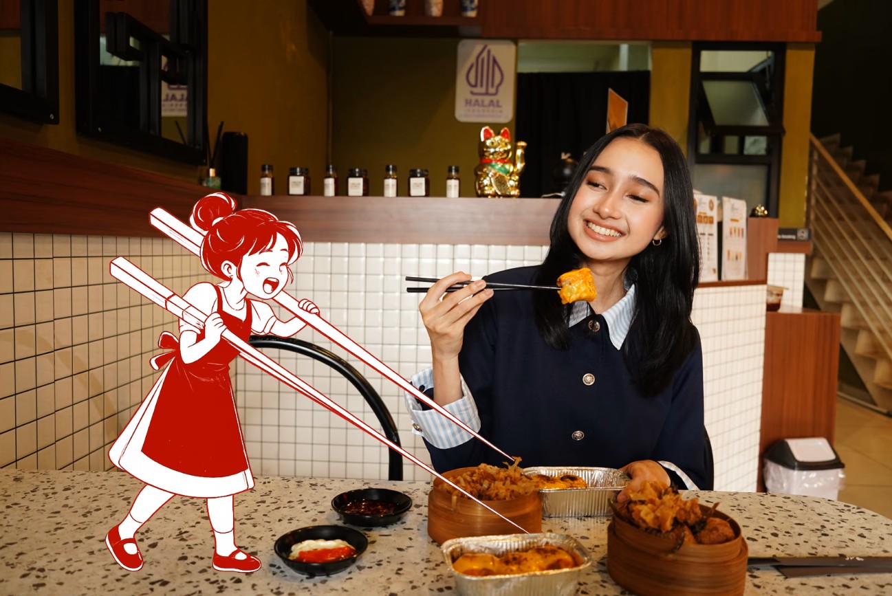 Dimsum mentai Hirami Dimsum disajikan di meja